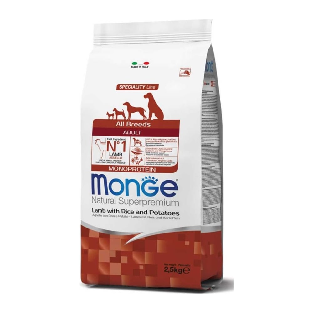 Храна за кучиња Monge All Breeds Adult Monoprotein Lamb, Rice & Potatoes 12кг