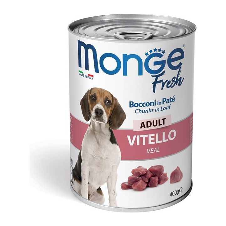 Храна за кучиња Monge Fresh Adult Veal (влажна храна) 5*400гр