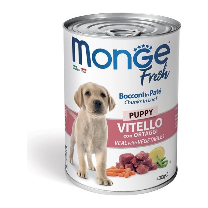 Храна за кучиња Monge Fresh Puppy Veal & Vegetables (влажна храна) 5*400гр