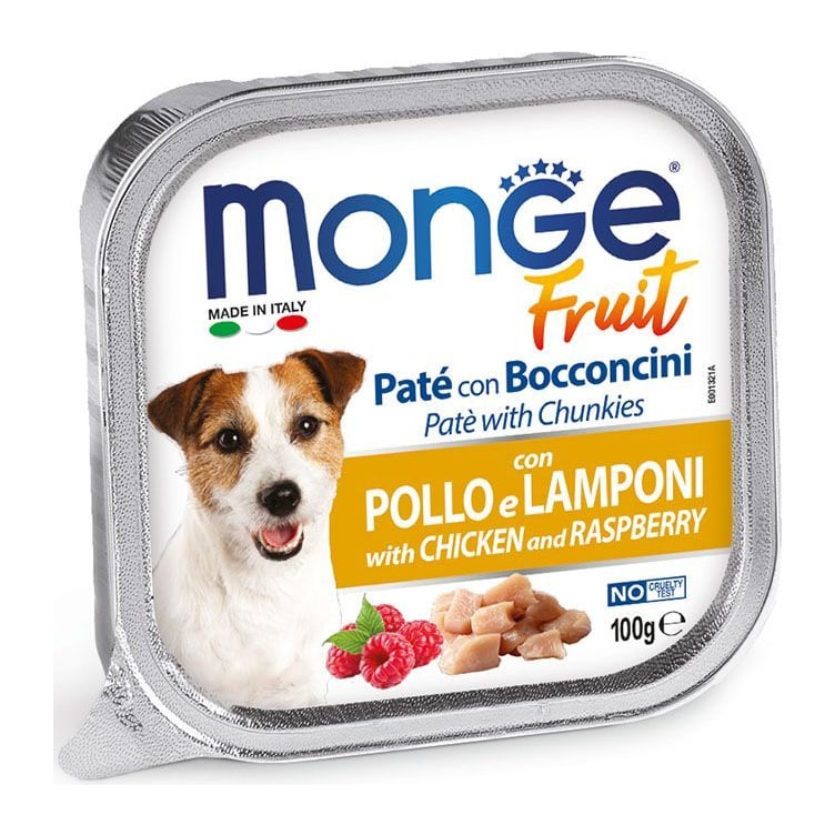 Храна за кучиња Monge Fruit Chicken & Raspberry (влажна храна) 5*100гр