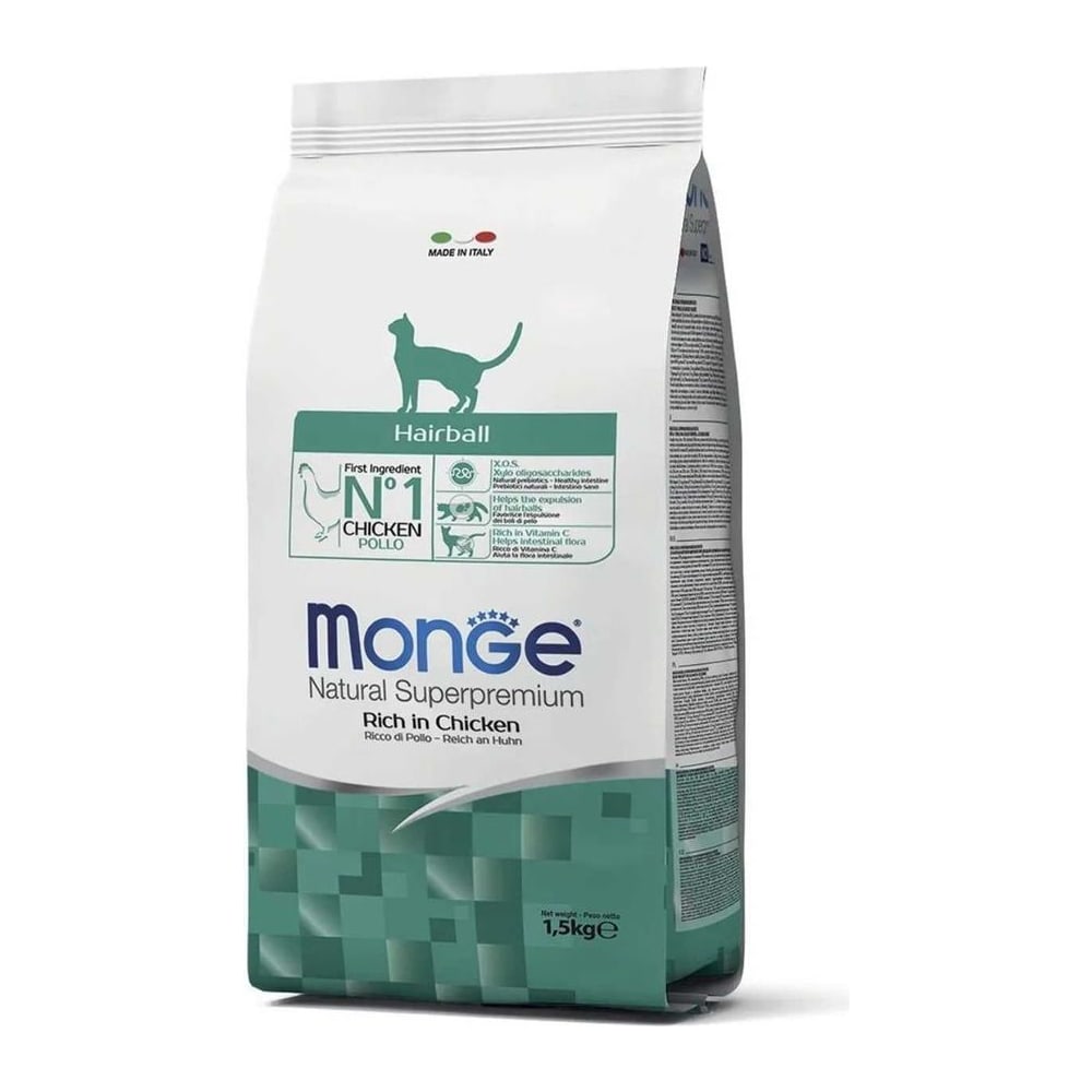 Храна за мачки Monge Hairball Rich in Chicken 1,5кг