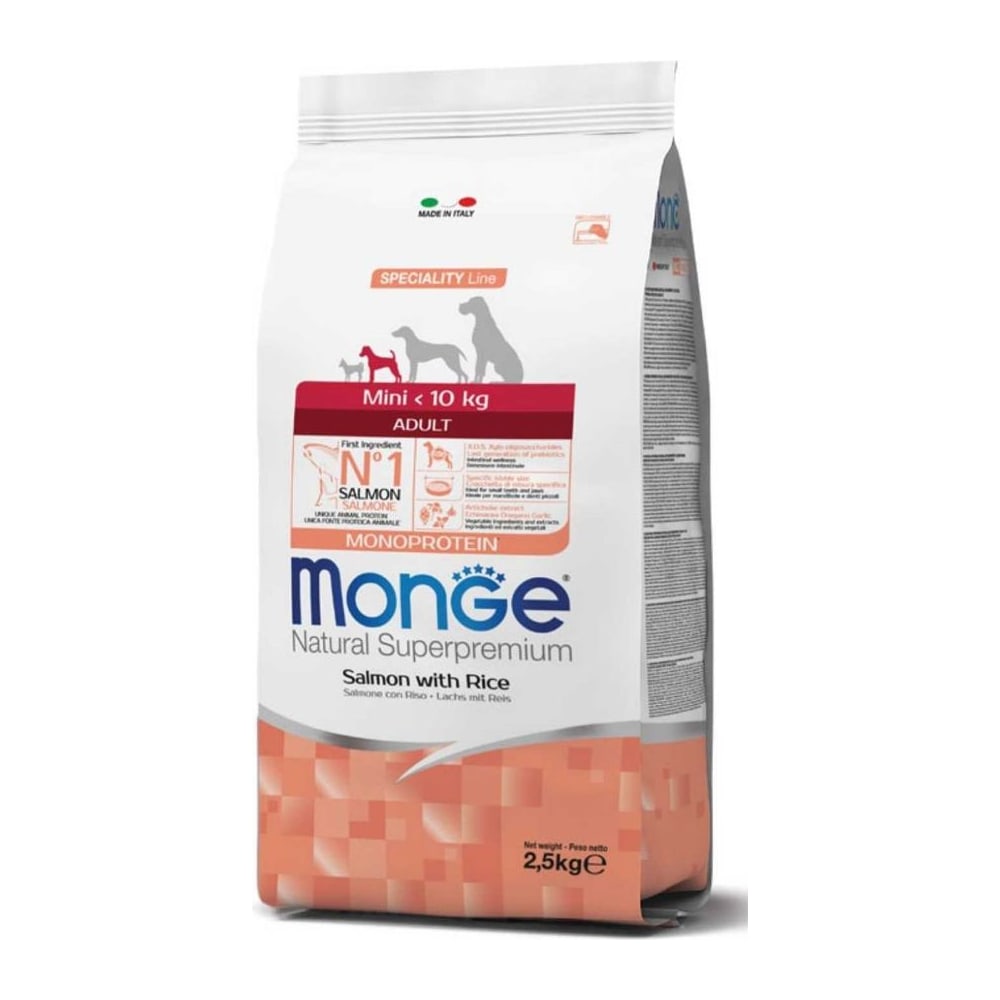 Храна за кучиња Monge Mini Adult Monoprotein Salmon & Rice 7,5кг