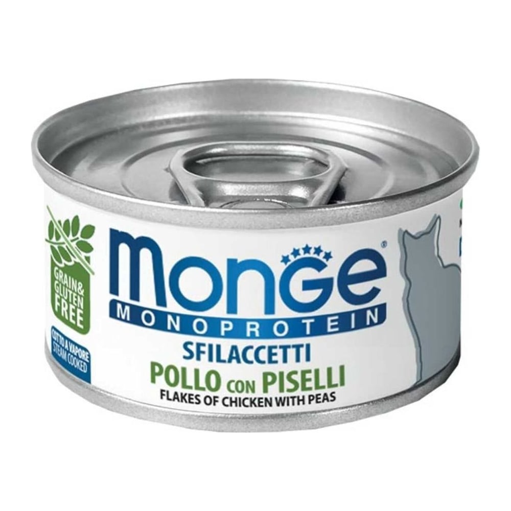 Храна за мачки Monge Monoprotein Flakes Chicken & Peas (влажна храна) 5*80гр