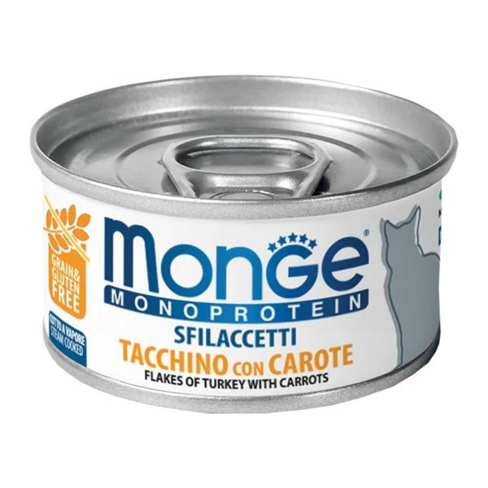 Храна за мачки Monge Monoprotein Flakes Turkey & Carrots (влажна храна) 5*80гр